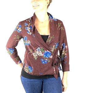 ZARA Burgundy Wrap Blouse